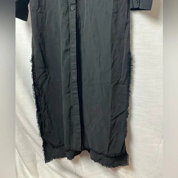 Chelsea & Violet Black Long Sleeve Dress High Slit - Whimsigoth Piratecore Boho - Picture 2 of 6